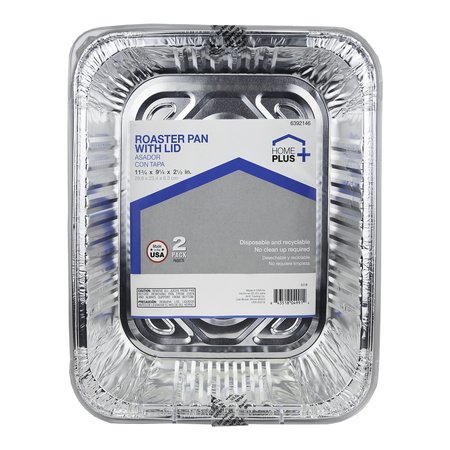 HOME PLUS Durable Foil 9-1/4 in. W X 11-3/4 in. L Roaster Pan Silver 2 pc D88020